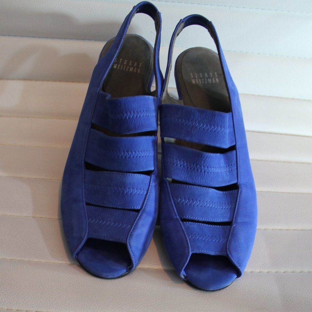 Stuart Weitzman Navy Suede hills Sandals size 9
